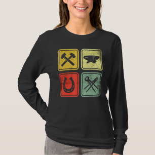 Hoefijzer Blacksmith met gesmeed Hammer Forged Pli T-shirt
