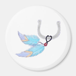 Hoefijzer blauw veren Magneet