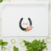 Hoefijzer Bloemen NAAM Keepsake Horse Memorial Theedoek (Gevouwen)