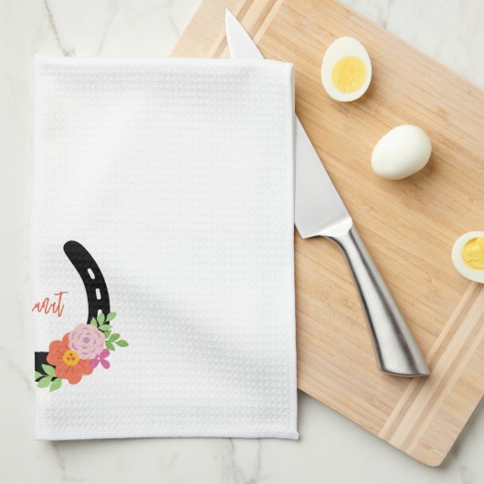 Hoefijzer Bloemen NAAM Keepsake Horse Memorial Theedoek (Quarter Fold)