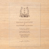 Hoefijzer & Bloemen Western Country Boho Wedding Acryl Uitnodigingen (Voorkant)