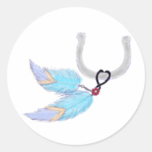 Hoefijzer Blue Feathers Stickers