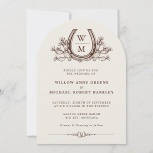 Hoefijzer Cactus Western Country Boho Wedding Kaart