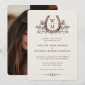 Hoefijzer Cactus Western Country Boho Wedding Kaart (Voorkant / Achterkant)