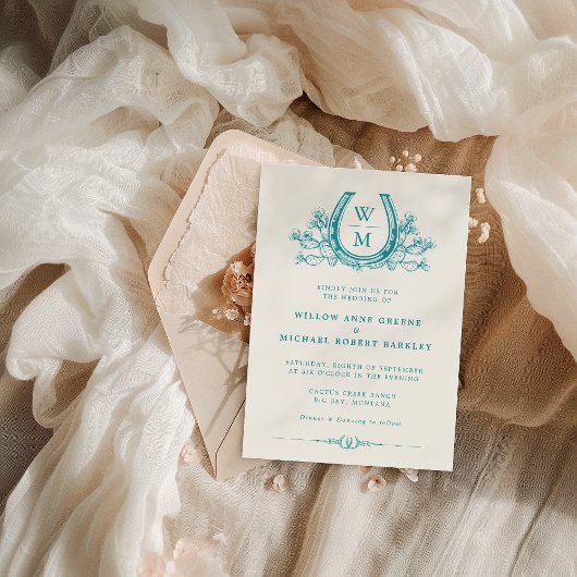 Hoefijzer Cactus Western Land Boho Wedding Inv Kaart