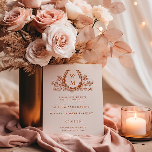 Hoefijzer Cactus Westerne Country Photo Wedding Briefkaart