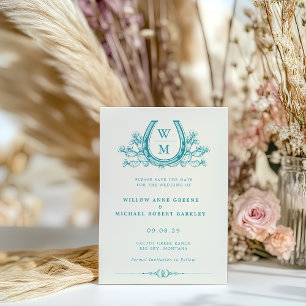 Hoefijzer Cactus Westerne Country Photo Wedding Briefkaart