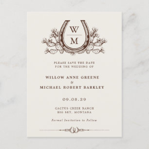 Hoefijzer Cactus Westerne Country Photo Wedding Briefkaart