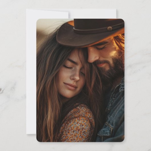 Hoefijzer Cactus Westerne Country Photo Wedding Kaart (Achterkant)