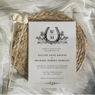 Hoefijzer Cactus Westerne Country Photo Wedding Kaart