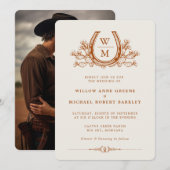 Hoefijzer Cactus Westerne Country Photo Wedding Kaart (Voorkant / Achterkant)