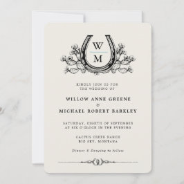 Hoefijzer Cactus Westerne Country Photo Wedding Kaart