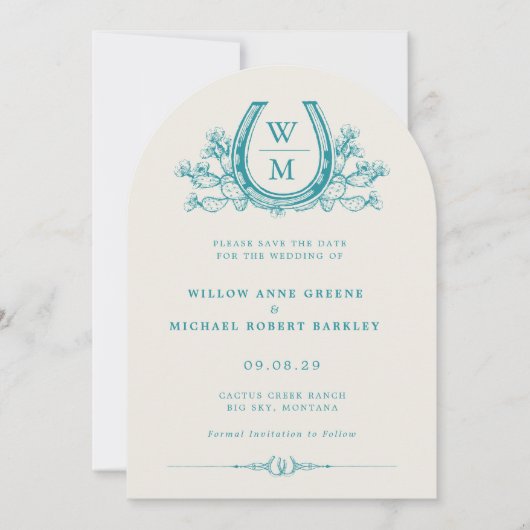 Hoefijzer Cactus Westerne foto Sla de datum op Kaart (Voorkant)