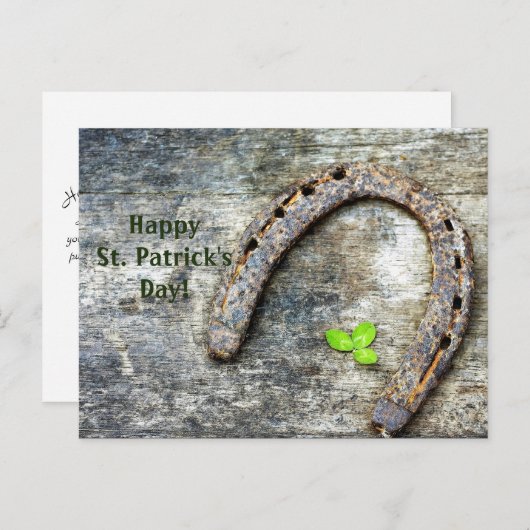 Hoefijzer Clover St. Patrick's Day Briefkaart (Voorkant / Achterkant)
