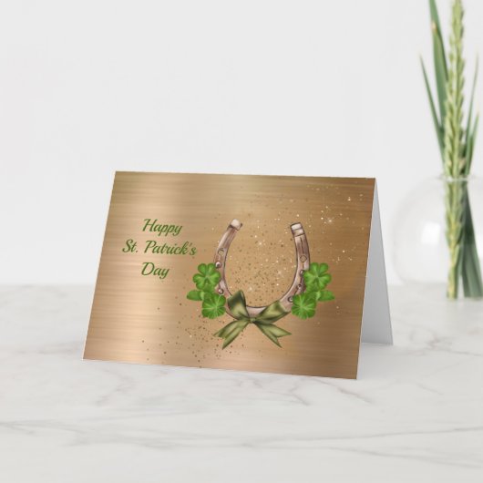 Hoefijzer Clover St Patricks Day Feestdagen Kaart (Voorkant)