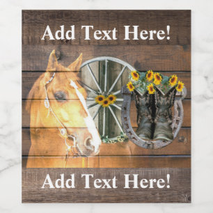 Hoefijzer cowboy Boots W van western paard Wagon W Wijn Etiket