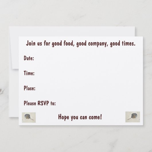 Hoefijzer Crab Beach Party-uitnodiging Kaart (Achterkant)