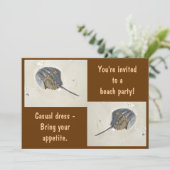 Hoefijzer Crab Beach Party-uitnodiging Kaart (Staand voorkant)