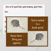Hoefijzer Crab Beach Party-uitnodiging Kaart (Voorkant / Achterkant)