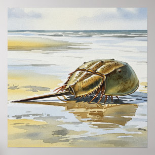 Hoefijzer Crab Crawling Home Poster