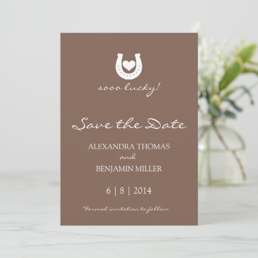 Hoefijzer De datum opslaan Save The Date (Staand voorkant)