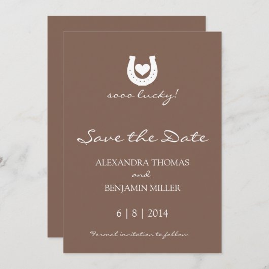Hoefijzer De datum opslaan Save The Date (Voorkant / Achterkant)