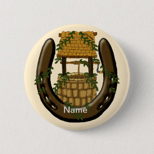 Hoefijzer die goed wil ronde button 5,7 cm