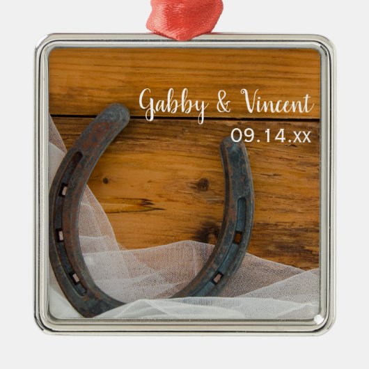 Hoefijzer en Brand Veil Metalen Ornament (Voorkant)