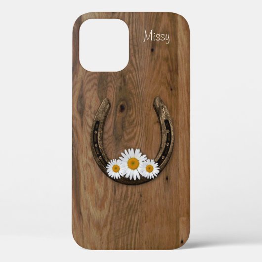 Hoefijzer en Daisies iPhone 12 Hoesje (Achterkant)