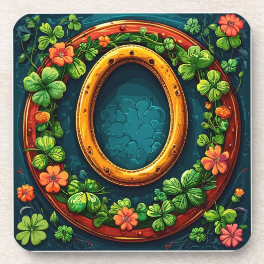 Hoefijzer en klaver bier onderzetter (Voorkant)