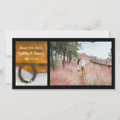 Hoefijzer en paallandhuwelijk sparen de datum save the date (Voorkant)