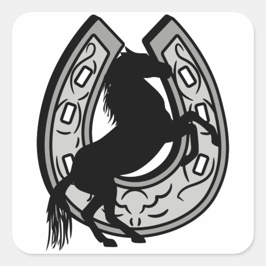 Hoefijzer en paarden vierkante sticker (Voorkant)