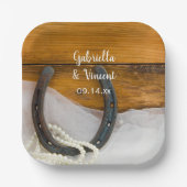 Hoefijzer en Parelland Western huwelijk Papieren Bordje (Voorkant)