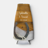 Hoefijzer en parelland Westerne bruiloft Flesjeskoeler (Voorkant)