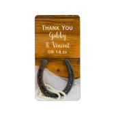 Hoefijzer en parels Western huwelijk Dank u Label (Voorkant)