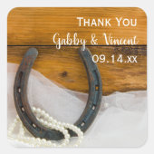 Hoefijzer en parels Western huwelijk Dank u Label (Voorkant)