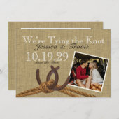 Hoefijzer en Rope sparen de Datum Save The Date (Voorkant / Achterkant)