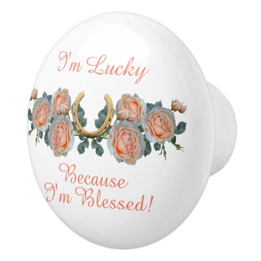 Hoefijzer en Rozen van Lucky & zonder offerte Keramische Knop (Rechts)