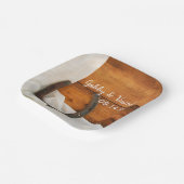 Hoefijzer en Satin Country Barn Wedding Papieren Bordje (Gebogen)