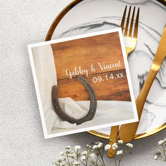 Hoefijzer en Satin Country Barn Wedding Servetten
