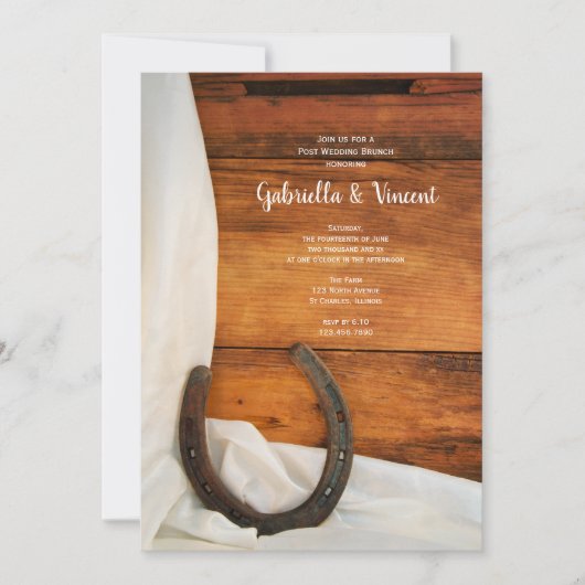 Hoefijzer en Satin Country Post Wedding Brunch Kaart (Voorkant)