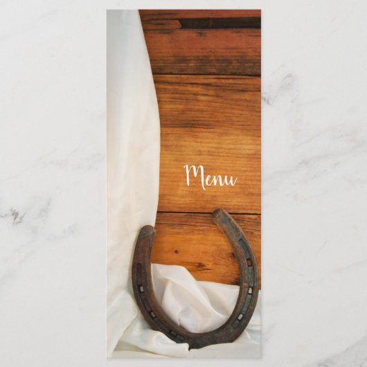 Hoefijzer en Satin Country Western Weddenschap Men Menu (Voorkant)