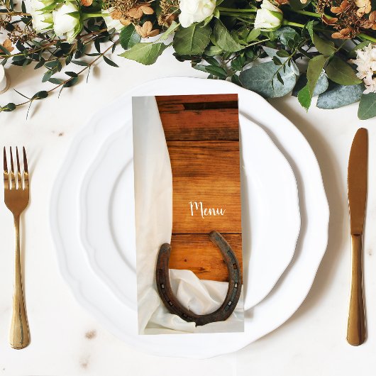 Hoefijzer en Satin Country Western Weddenschap Men Menu