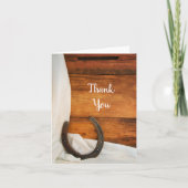 Hoefijzer en Satin Western Barn Wedding Dank je we Bedankkaart (Voorkant)