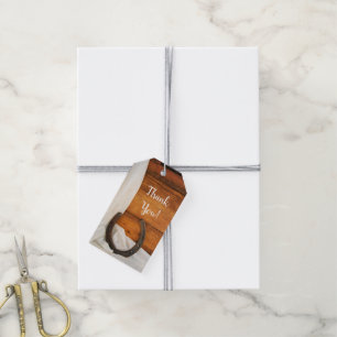 Hoefijzer en Satin Western Barn Wedding Favor Labe Cadeaulabel
