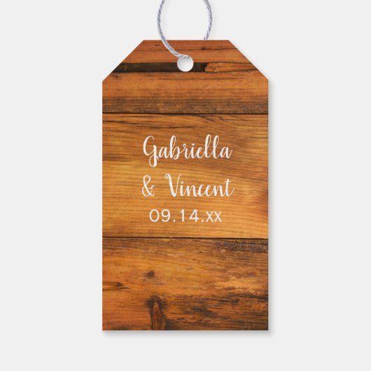 Hoefijzer en Satin Western Barn Wedding Favor Labe Cadeaulabel (Achterkant)