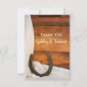 Hoefijzer en satin Western huwelijk Notitiekaartje (Voorkant)