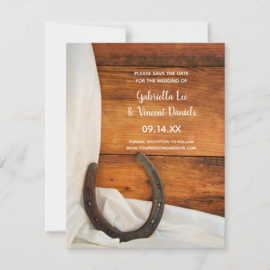 Hoefijzer en Satin Western Weddenschap Opslaan Dat Save The Date (Voorkant)