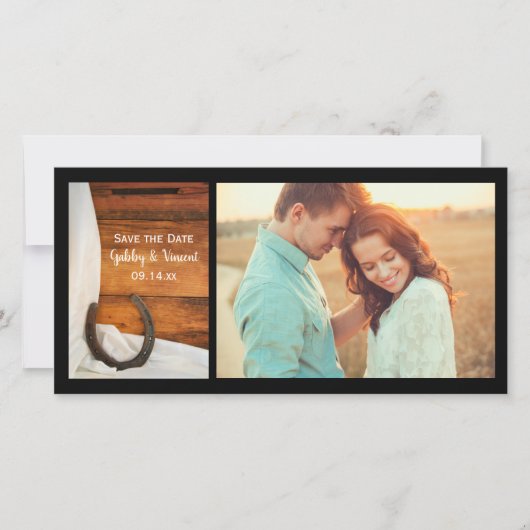 Hoefijzer en Satin Western Weddenschap Opslaan Dat Save The Date (Voorkant)