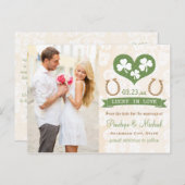 Hoefijzer en Shamrock Save the Date Aankondigingskaart (Voorkant / Achterkant)